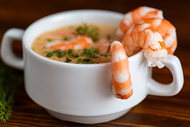 Tom Yum Goong 3D Icon. Thai Cuisine Sour and spicy soup with River Shrimp