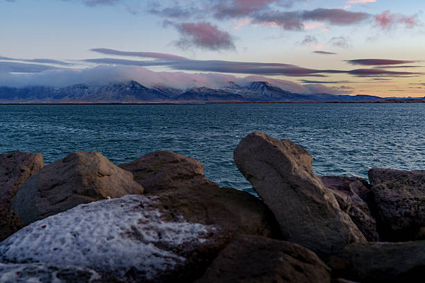Rainbow over Icelandic landscape at Snaefellsnes peninsula (west parth of the island).