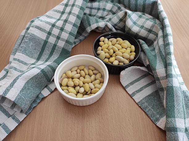 Raw beans on the table