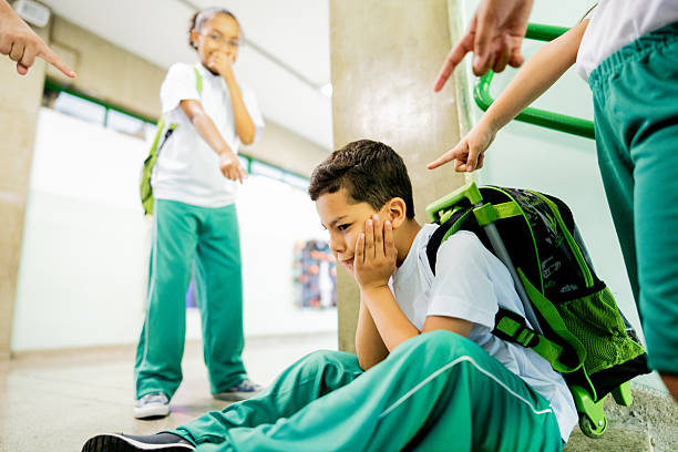 Child boy being bullied at school