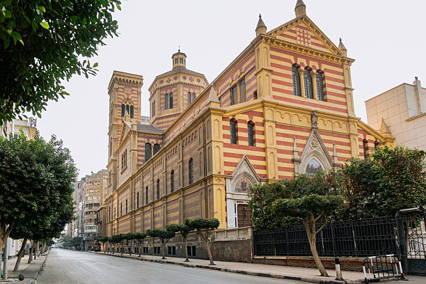 Big colorful church in the coptic Cairo, Egypt