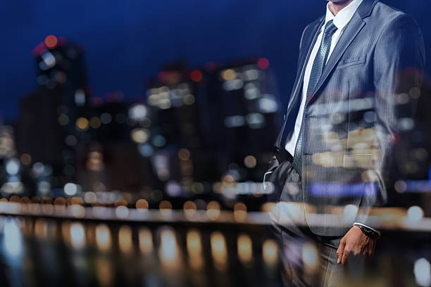 Businessman figurine standing in front of open door