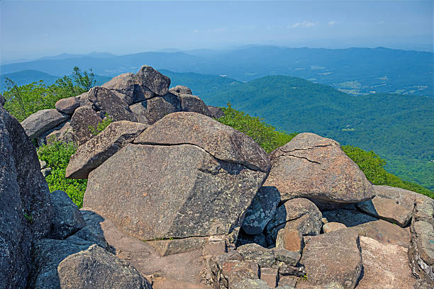 Jagged Rocks of Sharp Top Mountain in Virginia in the Peaks of Otter