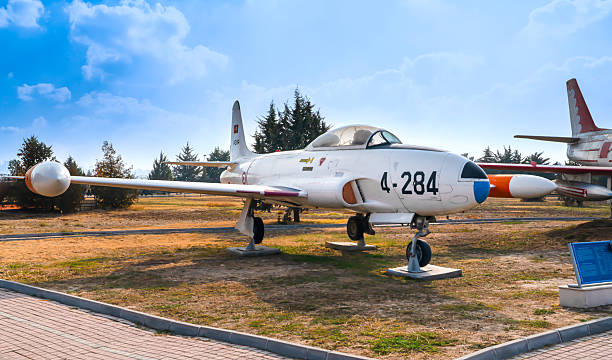 Ankara, Turkey - October 12, 2024: Vintage Lockheed T-33 Shooting Star Trainer Jet Displayed at the Ankara Air Force Museum