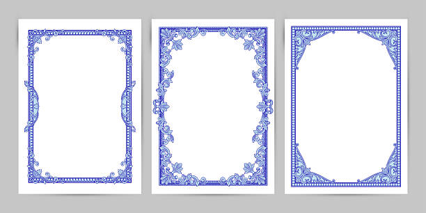 Vintage Ornate A4 Frames. Vector illustration