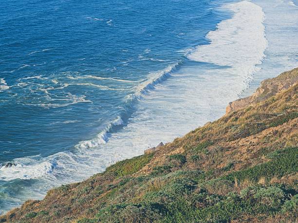 The deep blue Pacific ocean along the California coast at Point Reyes National Seashore.