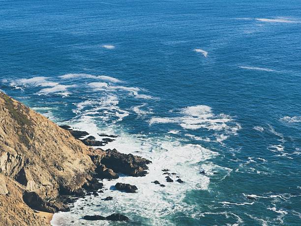 The deep blue Pacific ocean along the California coast at Point Reyes National Seashore.