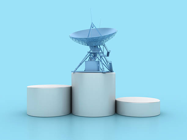 Podium with Antenna - Color Background - 3D Rendering