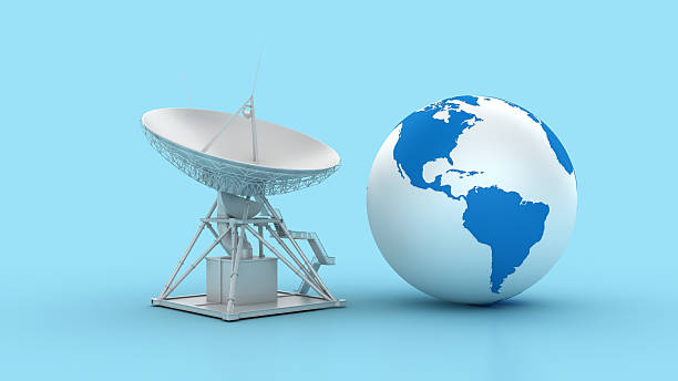 Earth World Globe with Antenna - Color Background - 3D Rendering