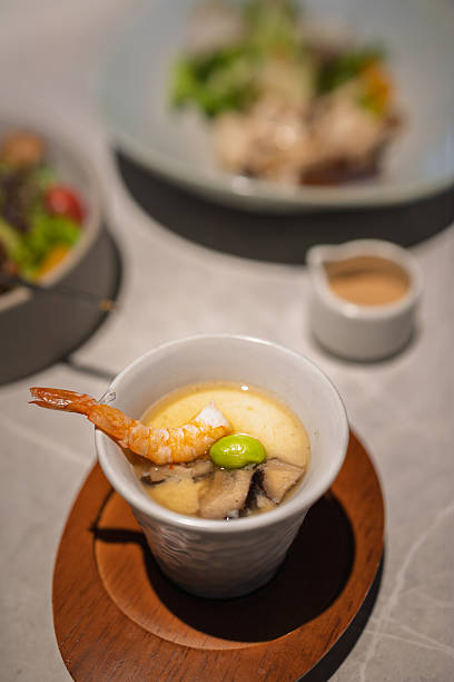 Seafood Chawanmushi with Shrimp and Mushroom.