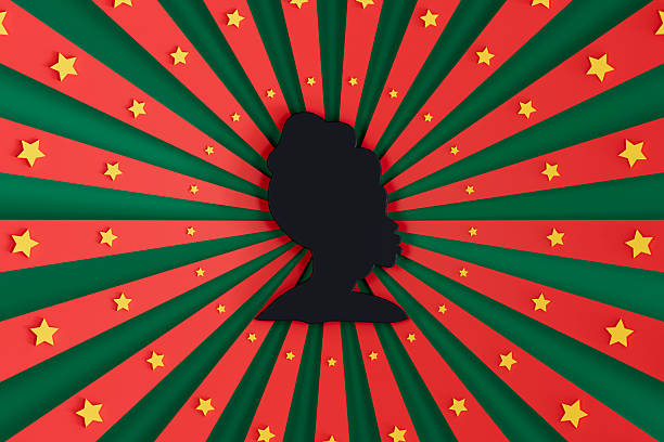 Black History Month Concept on Sunburst Background. Digitally generated image. 3d render.