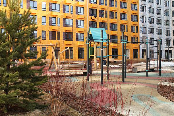 Children's playground in the courtyard of the house.