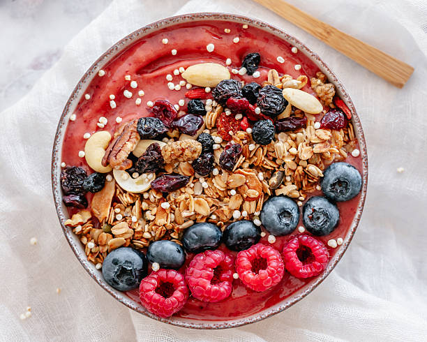 Smoothie bowl with berries and granola