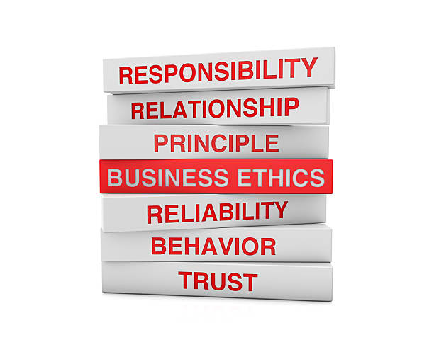 Business Ethics Related Words Written Wood Blocks On White Background