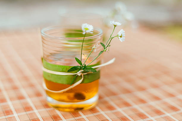 Close up Herbal Tea Served in Clear Glasses