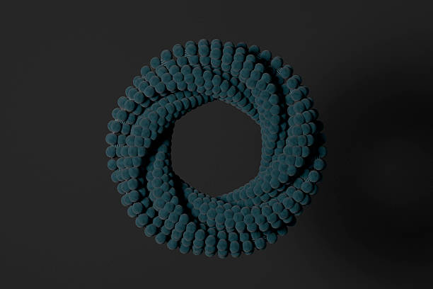 3D abstract illustration of a circular torus formed by many small blue spheres, floating on a dark gradient background, symbolizing structure, continuity, and data.