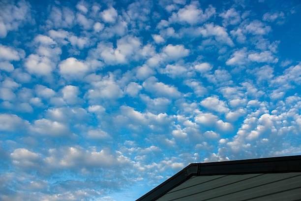 It rained in the sky above the city.