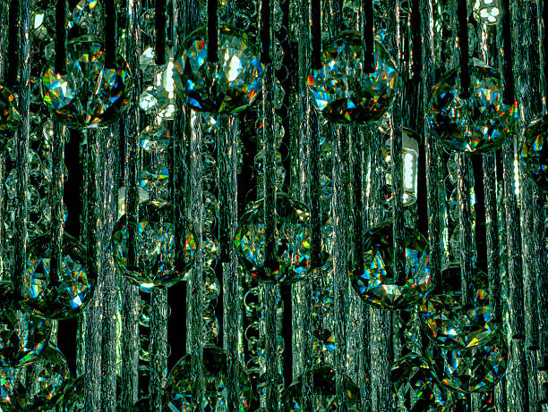 Abstract close-up photo of crystal chandelier featuring sparkling glass prisms, rainbow reflections, and elegant vertical composition with turquoise and green tones. High-resolution luxury interior photography showcasing light refraction through decorative crystals creating colorful spectrum effects. Professional artistic photo perfect for luxury branding, interior design marketing, elegant website backgrounds, and premium advertising materials. Sophisticated abstract composition ideal for social media content, presentation materials, digital media projects about opulence, elegance, celebration, and high-end lifestyle concepts.