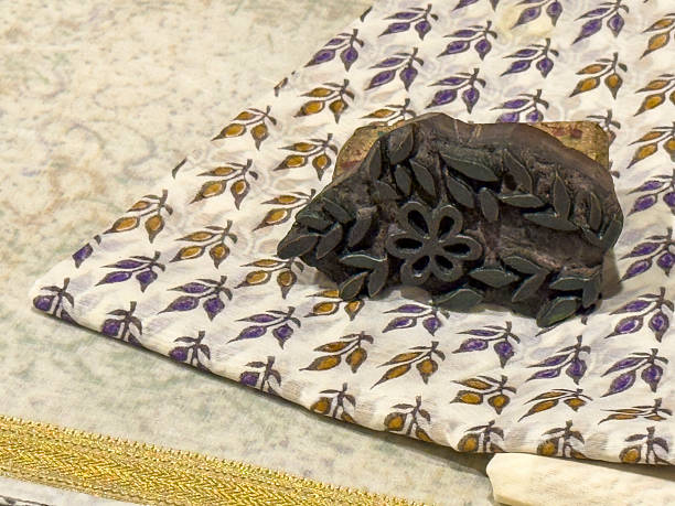 Handmade wooden block printed fabrics and printing blocks in the Indian style.