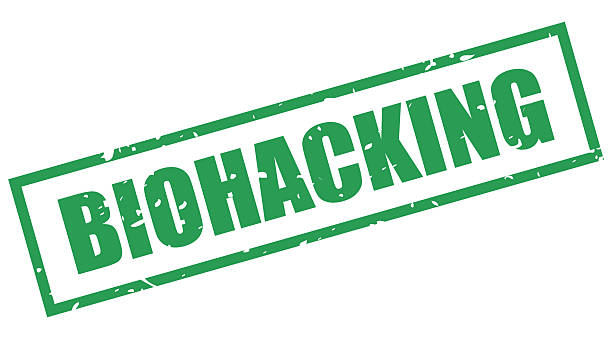 ilustraciones, imágenes clip art, dibujos animados e iconos de stock de sello vectorial de biohacking - antiarrugas
