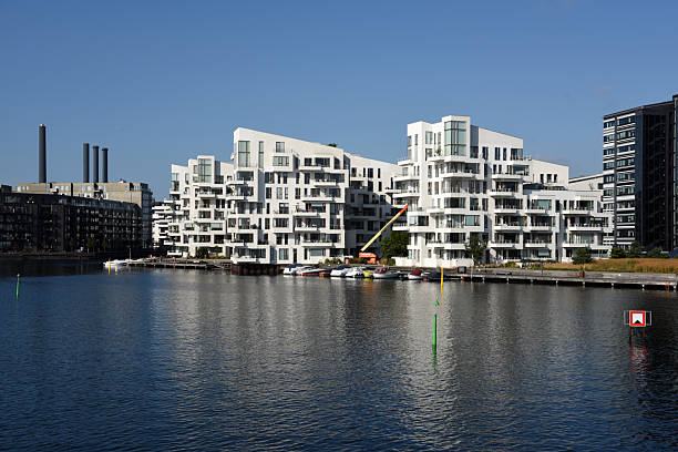 Copenhagen city Havnestad. City district with many new residential and office buildings. Captured during summer season.