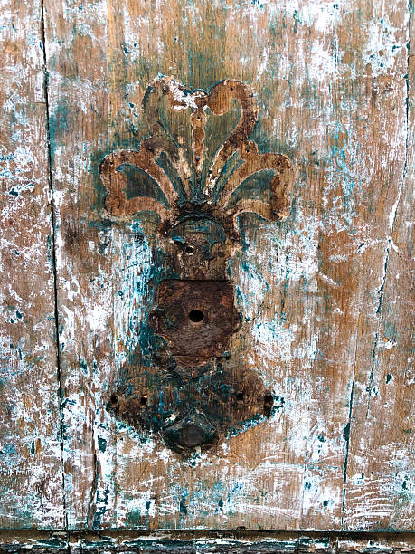 Paris: Weathered Old Wood Door with Missing Door Knocker
