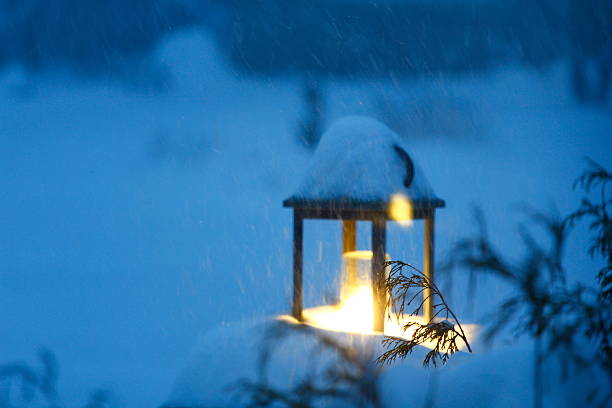 Outdoor Light During Evening in a Winter Storm
