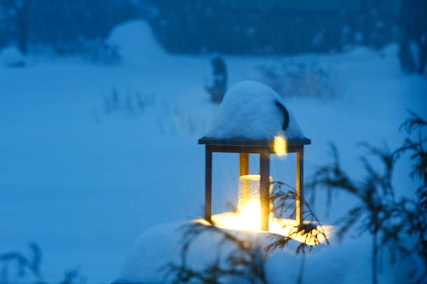 Outdoor Light During Evening in a Winter Storm