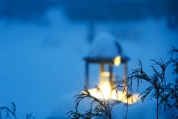 Outdoor Light During Evening in a Winter Storm