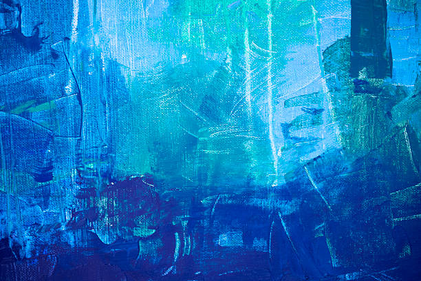 Abstract Blue and green acrylic background. Close up on acrylic painting on Canvas. My own work.