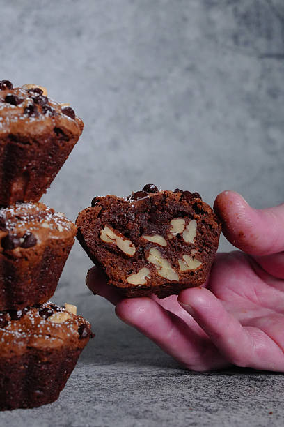 Hand Holding Chocolate Peanut Muffin Bakery Baked Goods Cupcake Sweet Treats