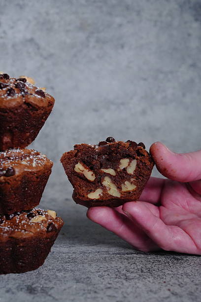 Hand Holding Chocolate Peanut Muffin Bakery Baked Goods Cupcake Sweet Treats