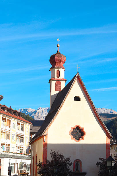 istock Charming church tower in Ortisei, Dolomites, Italy. 2259030068
