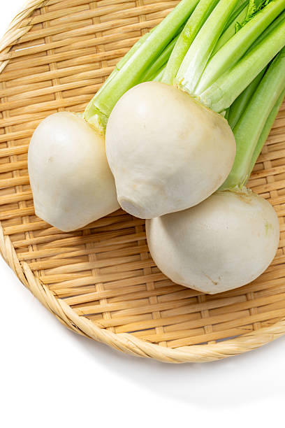 White Turnips with Green Tops Isolated