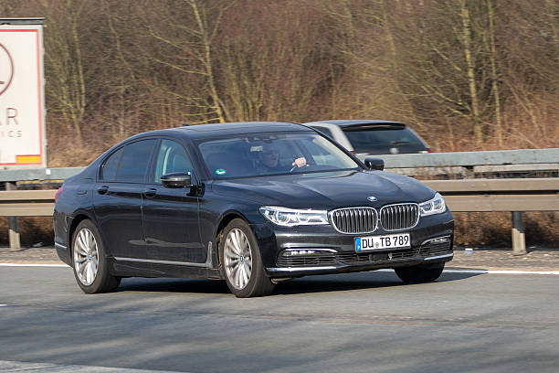 Medenbach, Germany, - January 22, 2026: A BMW car on German highway A3 nearby Wiesbaden. BMW (Bayerische Motorenwerke AG) is a german automobile manufacturing company based in Munich, Bavaria