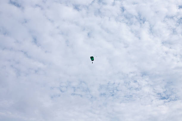 parachutists in the blue sky. High quality photo