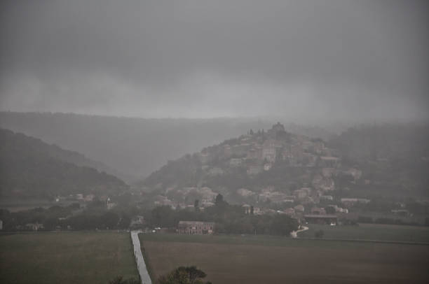 Low clouds and rain