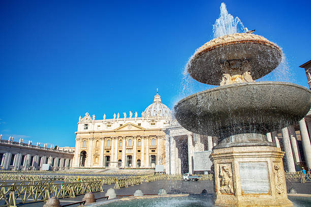 Fountain in the Plaza of St.Peter`s, Vaticano, Italy, Rome