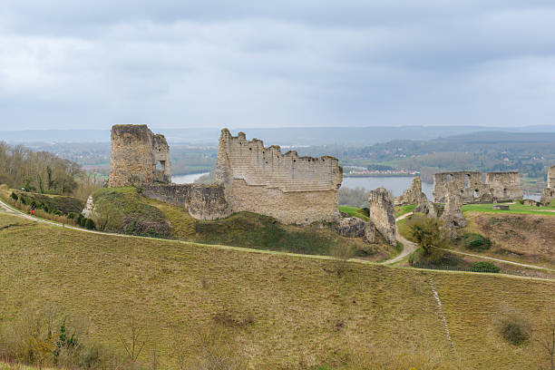 Ivy covering the ancient stone walls of Sigy le Chatel Castle ruins in Saone et Loire, Bourgogne Franche Comte, France