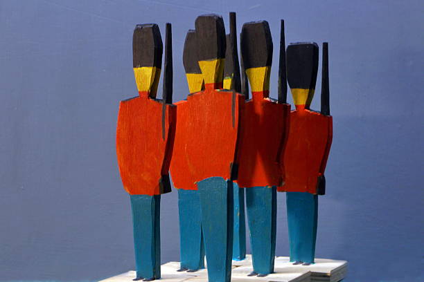 A line of royal guards, wooden soldiers