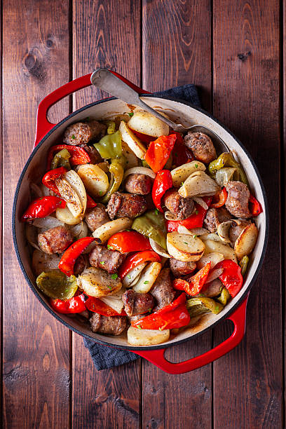 Baked Italian Sausage, Onion, Potato and Bell Pepper