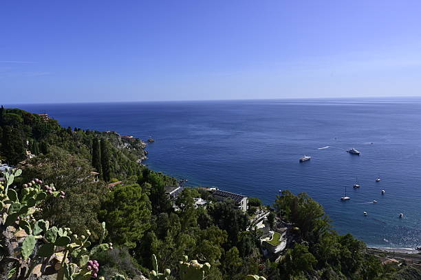 Taormina, a town on the island of Sicily, Italy, and its coastal scenery