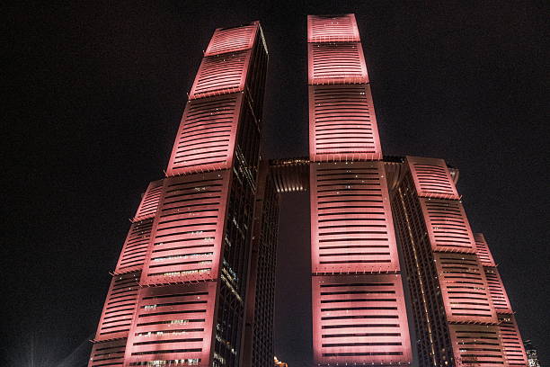 Skyscraper with cyberpunk lighting in Chongqing