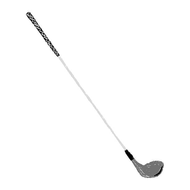 Hand drawn golf club in chalk style with rough texture and playful scribbles, naive grunge doodle vector illustration, scrapbook friendly sports element isolated on white.