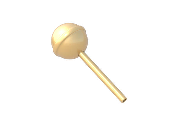 Golden lollipop isolated on white background. Candy on stick. 3d render