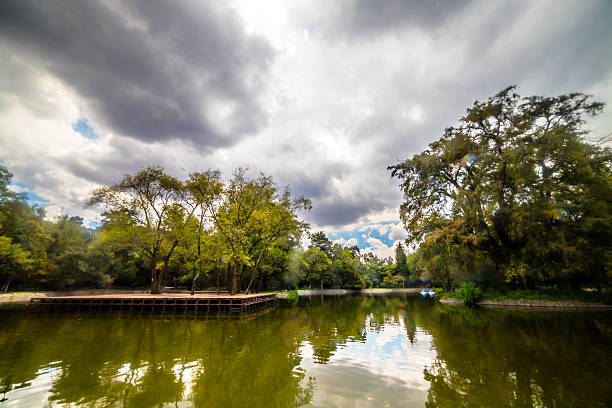 Chapultepec Lake on a cloudy day in Mexico City