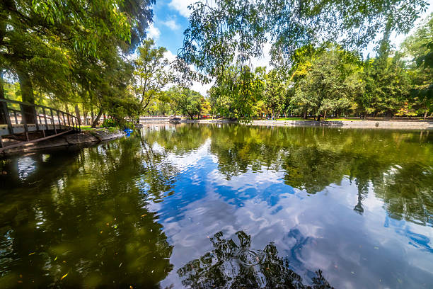Chapultepec Lake on a cloudy day in Mexico City