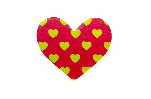 red heart shape sticker isolated on white background