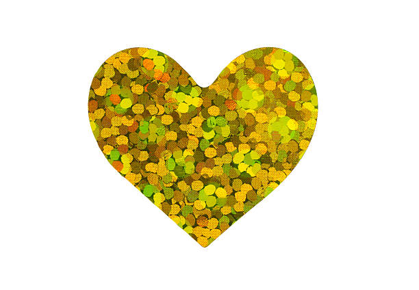 Glitter Heart Shape Sticker Isolated on White Background