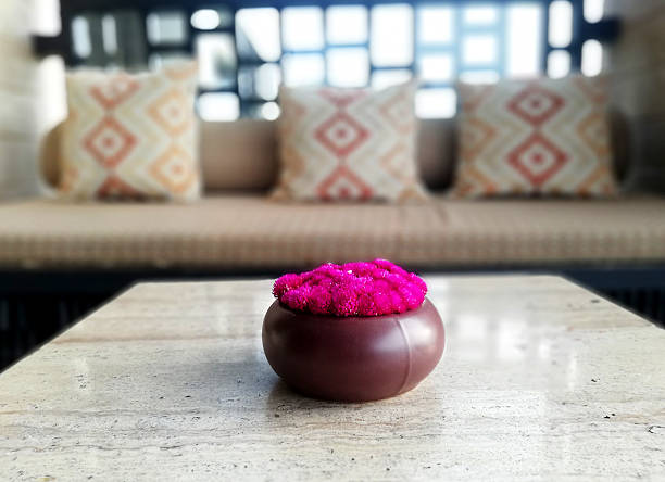 Flower vase placed on the table , in close up